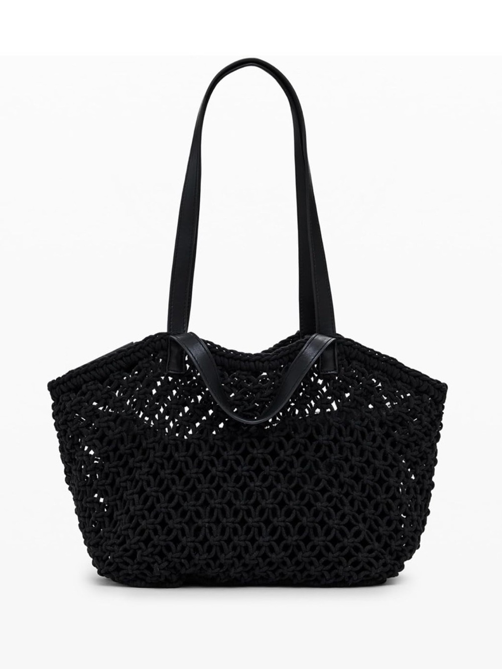 NWT DESIGUAL Crocheted Fabric Mini Black Woven Tote Bag